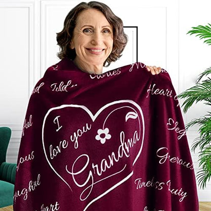  Mothers Day Gifts For Grandma, Gifts For Grandma Blanket, Grandma Gifts From Grandkids, Best Grandma Gifts, Grandma Birthday Gifts From Grandchildren, Throw Blanket 65”x50” (Flowers)