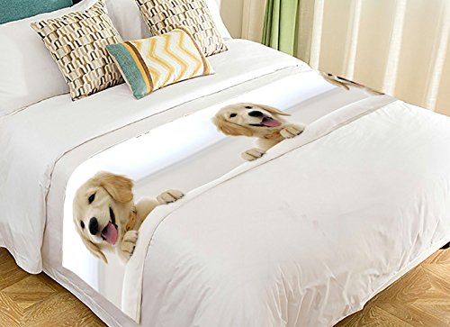  NNBZ Custom Labrador Retriever Bed Runner Cotton Bedding Scarf Bedding Decor 20x95 Inches