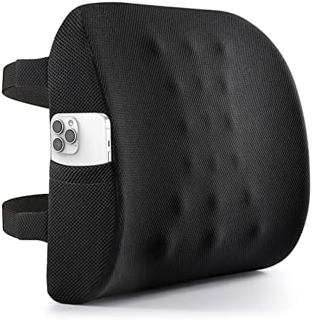  Fyore Lumbar Pillow Memory Foam Back Support Cushion With Anti-Slip Particles Designed For Lower Back Pain Relief Back Pillow 2 Adjustable Straps For Computer/Office Chair,Car Seat,Recliner(Pink)