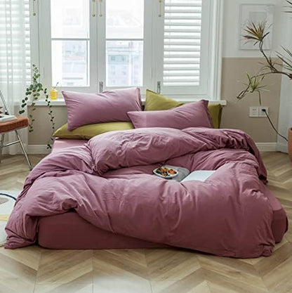  DONEUS Brick Red Duvet Cover Queen Size, 100% Jersey Knit Duvet Cover Set Solid Red Bedding Set Luxury Soft Comforter Cover 3 Pieces With Zipper Closure, 1 Duvet Cover 90x90 Inches And 2 Pillow Cases