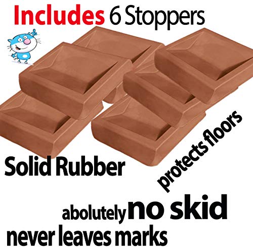  IPrimio Brown Bed Wheel Stoppers - 6 Pack Of Universal Bed Frame Wheel Locks, Rubber Caster Cups For Bed Wheels, Non-Slip Furniture Casters For Hardwood Floors, Patent Pending Design