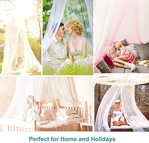  Mosquito Net For Bed, King Size Bed Canopy Hanging Curtain Netting, Princess Round Hoop Sheer Bed Canopy For All Kids Baby Cribs And Adult Beds Fit Twin, Full, Queen -White