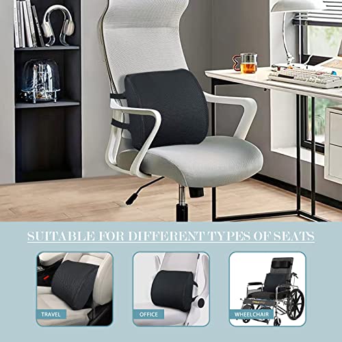  Super Comfy Lumbar Support Pillow For Office Chair And Car Seat, Removable Mesh Cover & Double Adjustable Straps, Ergonomic Memory Foam - Back Pillow For Back Pain Relief/Improving Sitting Posture