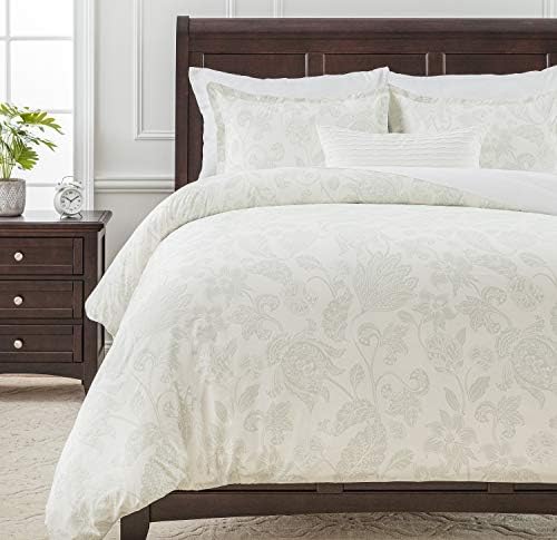  Duvet Cover King Set Ultra Soft Layered Leaf Print 3-Piece Reversible Bedding - Brushed Microfiber Comforter Cover - Zipper Closure (1 Duvet Cover & 2 Pillow Shams) Blue Taupe - King