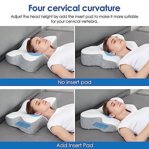  Cervical Pillow For Neck Pain Relief, Contour Memory Foam Neck Pillows, Ergonomic Orthopedic Sleeping Bed Support Pillow For Side Back Stomach Sleepers