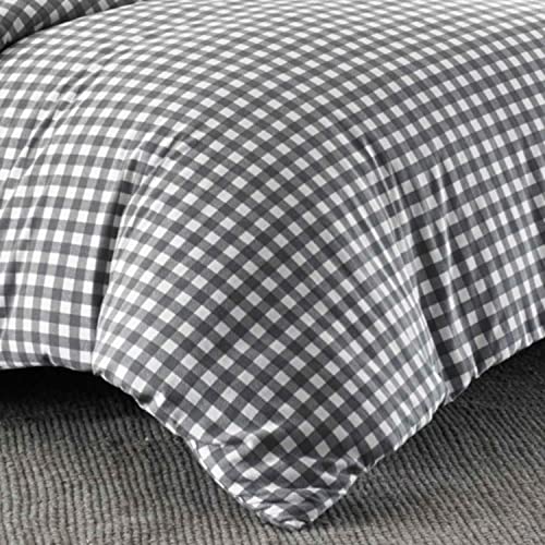  Eddie Bauer - Queen Duvet Cover Set, Reversible Flannel Bedding With Matching Shams, Home Decor For Colder Months (Preston Grey, Queen)