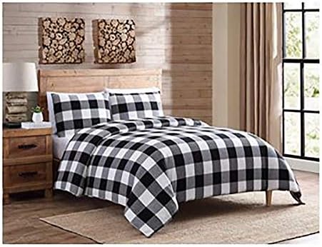  Occasion Gallery Black 3-Piece Holiday Buffalo Plaid (King Size) Duvet Cover (Filling NOT Included) Set 104" X 94" Rectangular, 100% Cotton