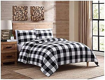  Occasion Gallery Black 3-Piece Holiday Buffalo Plaid (King Size) Duvet Cover (Filling NOT Included) Set 104" X 94" Rectangular, 100% Cotton