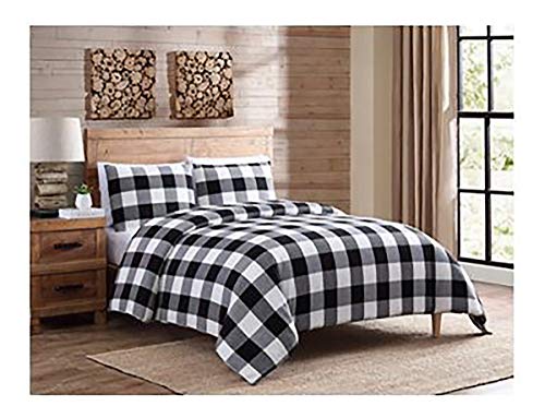  Occasion Gallery Black 3-Piece Holiday Buffalo Plaid (King Size) Duvet Cover (Filling NOT Included) Set 104" X 94" Rectangular, 100% Cotton