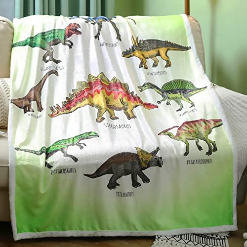  Dinosaur Throw Blanket, Dino Plush Fleece Kids Blanket Soft Cozy Cartoon Blankets With Jurassic Dinosaurs For Boys Gift For Kids Adults (Dinosaur 1, 50" X 60")