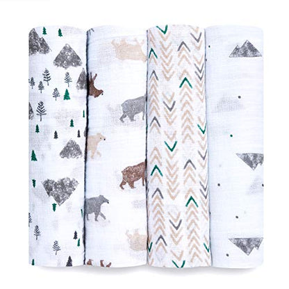  Aden + Anais Essentials Swaddle Blanket, Muslin Blankets For Girls & Boys, Baby Receiving Swaddles, Newborn Gifts, Infant Shower Items, Toddler Gift, Wearable Swaddling Set, 4 Pack, Damsel