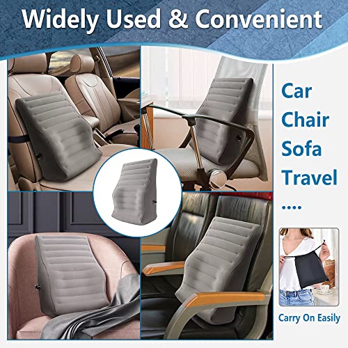 ZNALDP Inflatable Lumbar Support Pillow Blow Up Travel Back Cushion Support For Lower Back Pain Office Chair Gaming Sitting Car Seat Backrest Ergonomic Body Pillow (Grey)