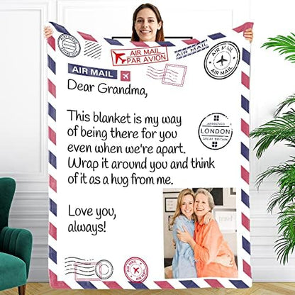  Mothers Day Gifts For Grandma, Gifts For Grandma Blanket, Grandma Gifts From Grandkids, Best Grandma Gifts, Grandma Birthday Gifts From Grandchildren, Throw Blanket 65”x50” (Flowers)