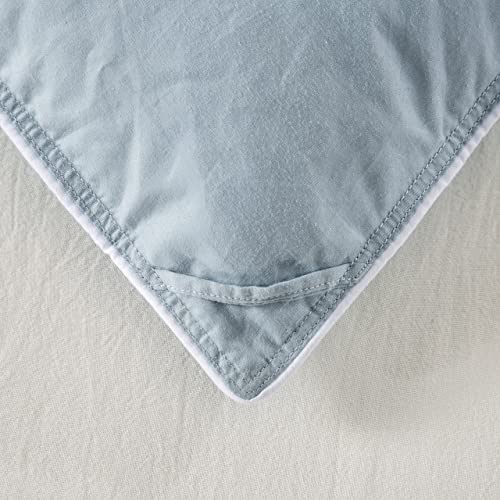  All Season King Size Feathers Down Comforter Duvet Insert, 100% Down-Proof Cover Duvet Insert With 8 Tabs, Light Blue 106x90 Inches
