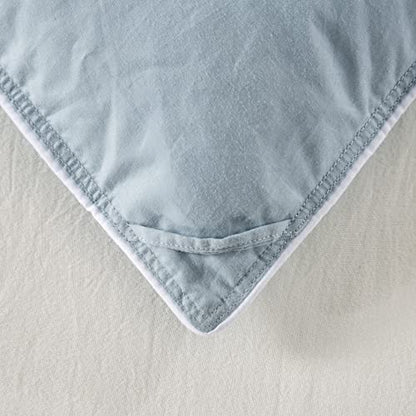  All Season King Size Feathers Down Comforter Duvet Insert, 100% Down-Proof Cover Duvet Insert With 8 Tabs, Light Blue 106x90 Inches