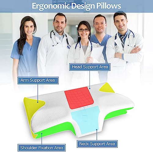  Ynipanda Cervical Memory Foam Pillow, Ergonomic Neck Pillow For Neck And Shoulder Pain Relief, Suitable For Boys And Girls Sleeping On Their Sides, Neck Support Pillows For Sleeping