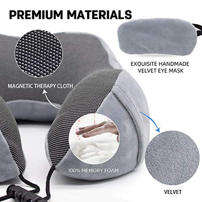  Wo Yuan Travel Pillow-100% Pure Memory Foam Neck Pillow,Comfortable&Breathable Cover,Airplane Travel Kit With,Soft Headrest For Sleeping Rest,Car&Home Use,Built-in Storage Function