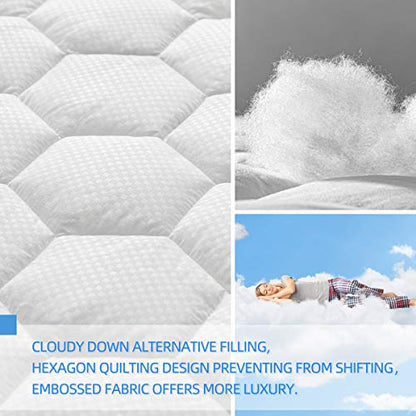  King Mattress Pad Cover, Soft Quilted Pillowtop Mattress Pad, Cooling Mattress Topper With Deep Pocket (8" - 21")