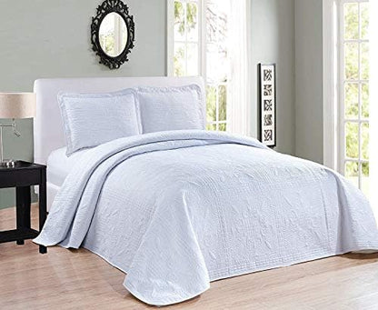  Beautiful Over Sized Solid Color Embossed Floral Striped 3 Piece Coverlet Bedspread (Queen/Full, Black)
