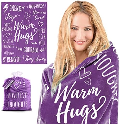  Get Well Gift For Women & Men - Super Soft Hug Blanket With Inspirational Words - Healing Blanket Care Package Comforting Gift For Cancer Patients & Others During Hard Times - 50"x60", Teal