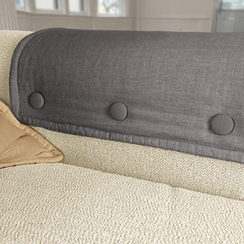  Upholstery Tacks - 20 Colors Available - Fabric Covered Button Twist Pins - For Slipcovers, Armrest Covers, Armchair Caddies, Bed Skirts, Headliners (Set Of 12, Dark Grey)