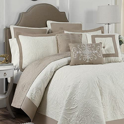  Bensonhurst Modern Farmhouse Medallion Quilt Bedding Bedspread, California King, Ivory