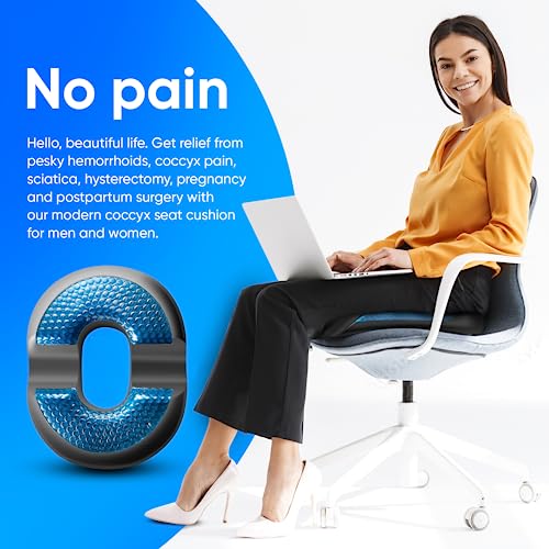  H. Charcoal Donut Pillow For Tailbone Pain Relief Cushion, Hemorrhoid Pillow Medical Donut For Sitting, Butt Seat Cushion For Postpartum Pregnancy, Prostate, Back, Coccyx, Sciatica (Medium 120-220lbs)