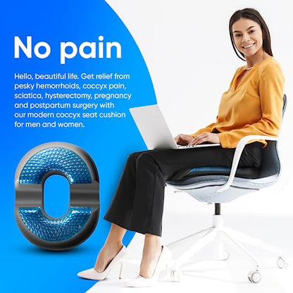 H. Charcoal Donut Pillow For Tailbone Pain Relief Cushion, Hemorrhoid Pillow Medical Donut For Sitting, Butt Seat Cushion For Postpartum Pregnancy, Prostate, Back, Coccyx, Sciatica (Medium 120-220lbs)