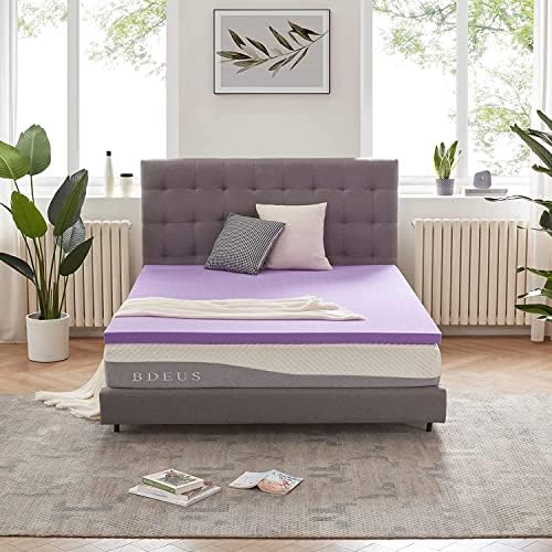  SINWEEK 2 Inch Gel Memory Foam Mattress Topper Ventilated Soft Mattress Pad, Bed Topper, CertiPUR-US Certified, Twin Size, Purple
