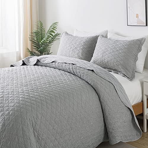  HoneiLife Bedspread Quilt Set King - 3 Piece Embroidered Corduroy Bedspreads Luxurious Coverlet Lightweight Bedcover Warm Bedding Set All Season Quilts-Taupe, King Size