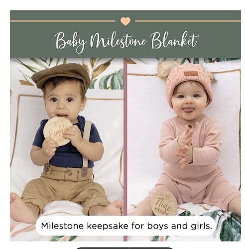 NovaaLife - Milestone Baby Blanket For Girls And Boys - Wood Props & Blessed To Be Called Mom Sticker - 40 X 60 In Large Blanket - Use As Backdrop Or Laying Down