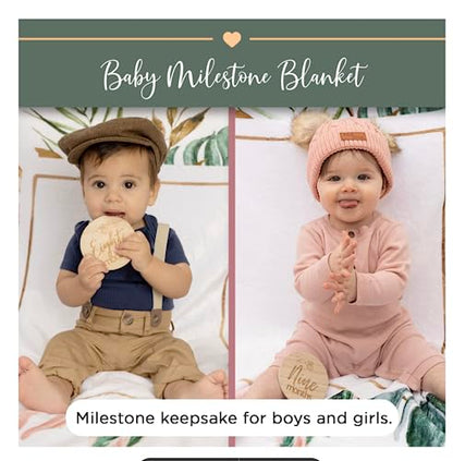  NovaaLife - Milestone Baby Blanket For Girls And Boys - Wood Props & Blessed To Be Called Mom Sticker - 40 X 60 In Large Blanket - Use As Backdrop Or Laying Down