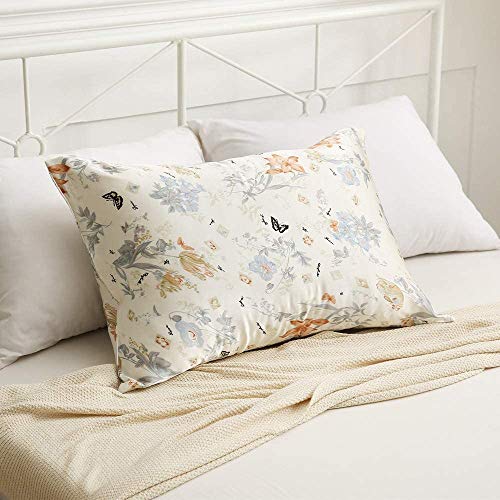  MEILIS 100% Mulberry Silk Pillow Cases Queen Size Hypoallergenic Printed Pillow Cover With Hidden Zipper