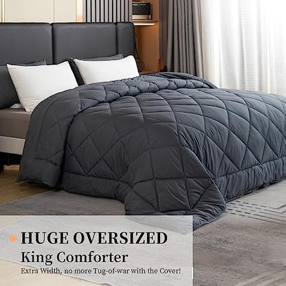  GOHOME 120x98 Oversized King Comforter All Season Extra Large King Size Microfiber Comforter Quilted Down Alternative Duvet Insert With 8 Corner Tabs
