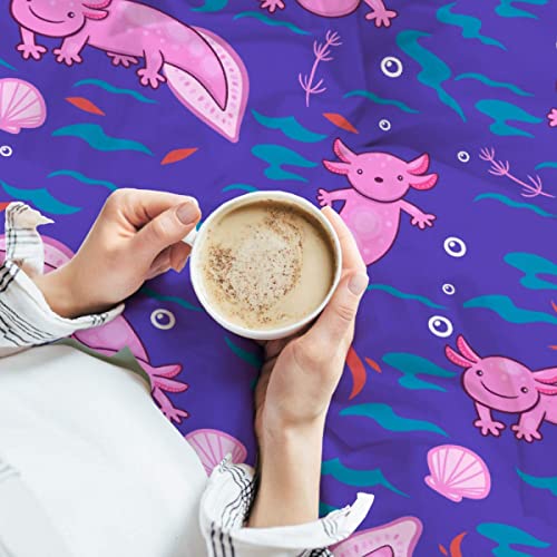  Ottoy Cute Axolotl Lightweight Comfortable 3 Pieces Duvet Cover Luxury Soft Bedding Quilt Set With Pillow Shams Full/Queen Size(No Comforter) 104"X90"