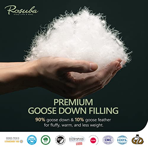  Premium Goose Down Comforter Queen Size, Thick Goose Feather Down Comforter For Winter With Ultra-Soft Cotton Cover, 44 Oz Fluffy Down Duvet Insert With Storage Bag (90x90)
