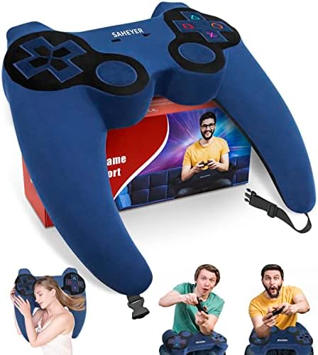  SAHEYER Memory Foam Gaming Pillow, 2 In 1 Plush Side Sleeper Neck Pillow For Elbow Pain Relief, Video Game Controller Pillow For Teen Boyfriend Gamer/Sofa Couch/Computer Chair/Play Station/Bed/Reading