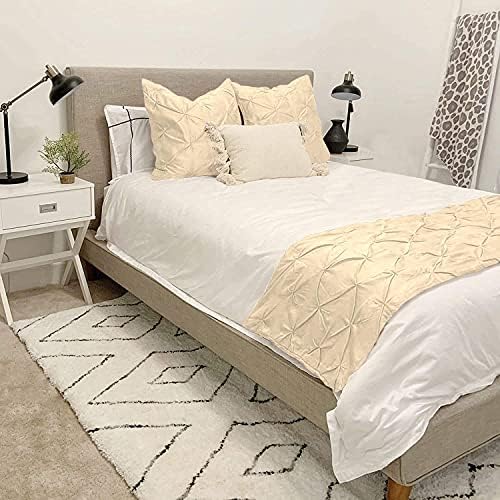  3 Piece Pinch Pleated Bed Runner Set Decorative Bed Scarf 100% Egyptian Cotton 400 Thread Cotton Hotel Class Bedding (1 Bed Runner, 2 Pillow Shams) (Dark Grey, Twin)