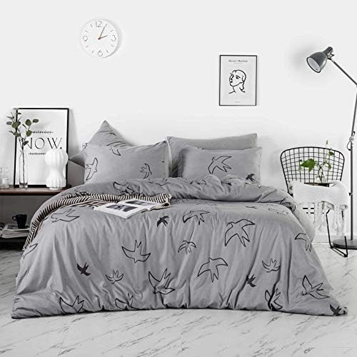  SUSYBAO Vintage Floral Duvet Cover King 100% Egyptian Cotton Garden Botanical Duvet Cover 3 Pieces Set 1 White Flower Duvet Cover With Zipper Ties 2 Pillowcases Luxury Ultra Soft Retro Plant Bedding