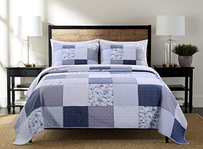  SLPR Silver Linings (2-Piece, Twin Grey Patchwork Quilt With 1 Pillow Sham): Farmhouse Twin Lightweight Bedspread, Bedding Comforter Set, Lightweight Coverlet, Country Style Gray Bedding