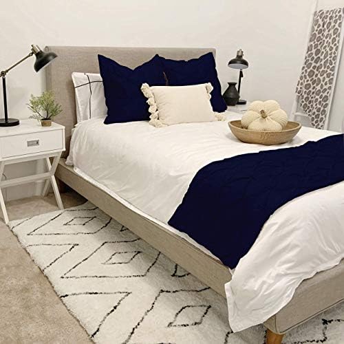  3 Piece Pinch Pleated Bed Runner Set Decorative Bed Scarf 100% Egyptian Cotton 400 Thread Cotton Hotel Class Bedding (1 Bed Runner, 2 Pillow Shams) (Dark Grey, Twin)