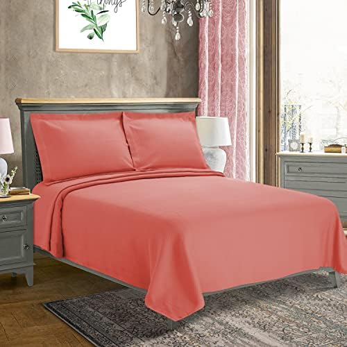  SUPERIOR Oversized Premium Bedspread Set, Diamond Solitaire Jacquard Design, Breathable Cotton, Soft, Breathable, All-Season, Matching Pillow Shams, Lightweight And Cozy Bedding, Queen, White