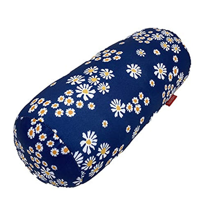 Bookishbunny Microbead Cylindrical Bolster Roll Pillow 14" X 6" (Daisy-Navy)
