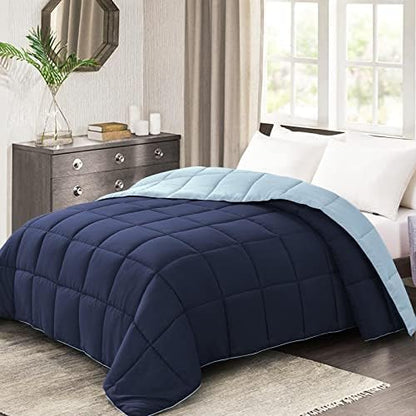  Queen Lightweight Comforter Gray - All Season Down Alternative Bed Comforter Summer Duvet Insert Quilted Reversible Comforters Full/Queen Size Dark Gray/Light Grey