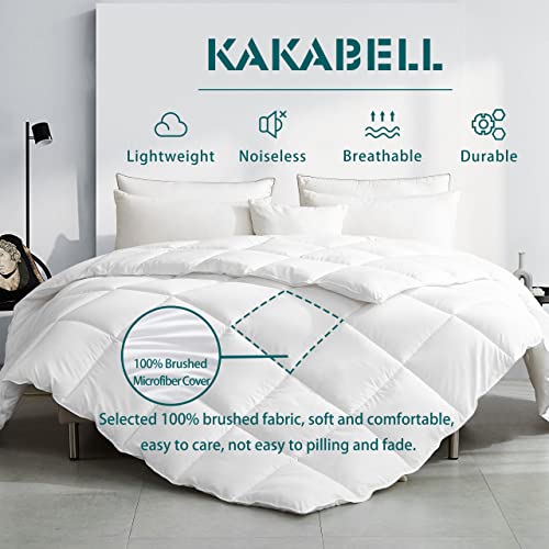  Down Alternative Comforter Queen-90X90 Inches Size All Season Duvet Insert White Soft Brushed Microfiber Cover Skin-Friendly Noiseless Quilted Comforter