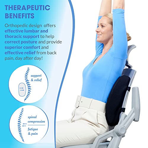  RELAX SUPPORT RS9 - Lumbar Support Pillow - Gaming & Office Desk Chair Accessory - Back Pain Relief - Car Cushion - Men Women Trucker Seat Tailbone Comfort Pad