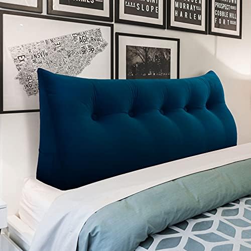  WOWMAX Rectangular Headboard Pillow Bolster Pillow For Bed Back Rest Pillow For Sitting In Bed Daybed Pillows Back Support Pillow For Bed Reading Pillow Velvet Deep Blue Full