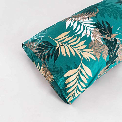  SUSYBAO Botanical Duvet Cover Queen 100% Cotton Tropical Plant Duvet Cover 3 Pieces Set 1 Palm Leaves Patterned Duvet Cover With Zipper Ties 2 Pillowcases Luxury Soft Green Botanical Bedding Set Comfy