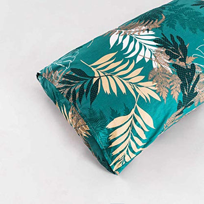  SUSYBAO Botanical Duvet Cover Queen 100% Cotton Tropical Plant Duvet Cover 3 Pieces Set 1 Palm Leaves Patterned Duvet Cover With Zipper Ties 2 Pillowcases Luxury Soft Green Botanical Bedding Set Comfy
