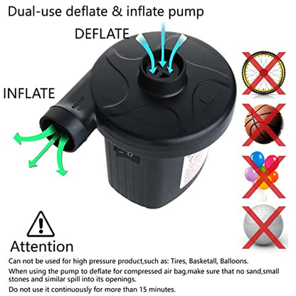  Electric Air Pump Portable Quick-Fill AC DC Inflator Deflator Pump For Air Mattress Inflatables Pool Floats Water Toy Raft Bed Boat Pool Toy With Nozzles 110-240 V